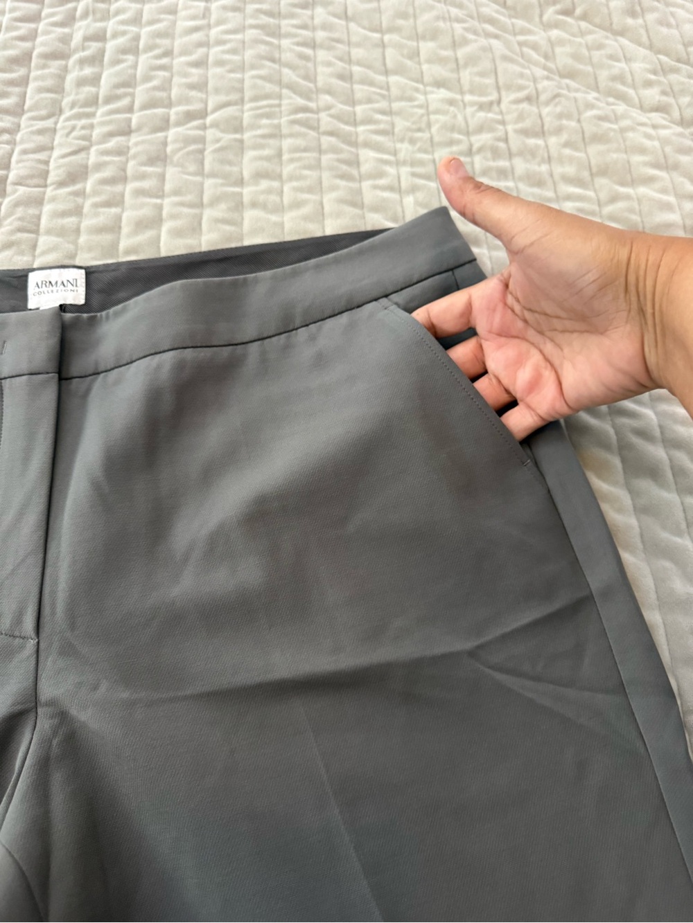 Armani Collezioni Women's Straight-Leg Trousers in Gray - Size 14 - Picture 11 of 14